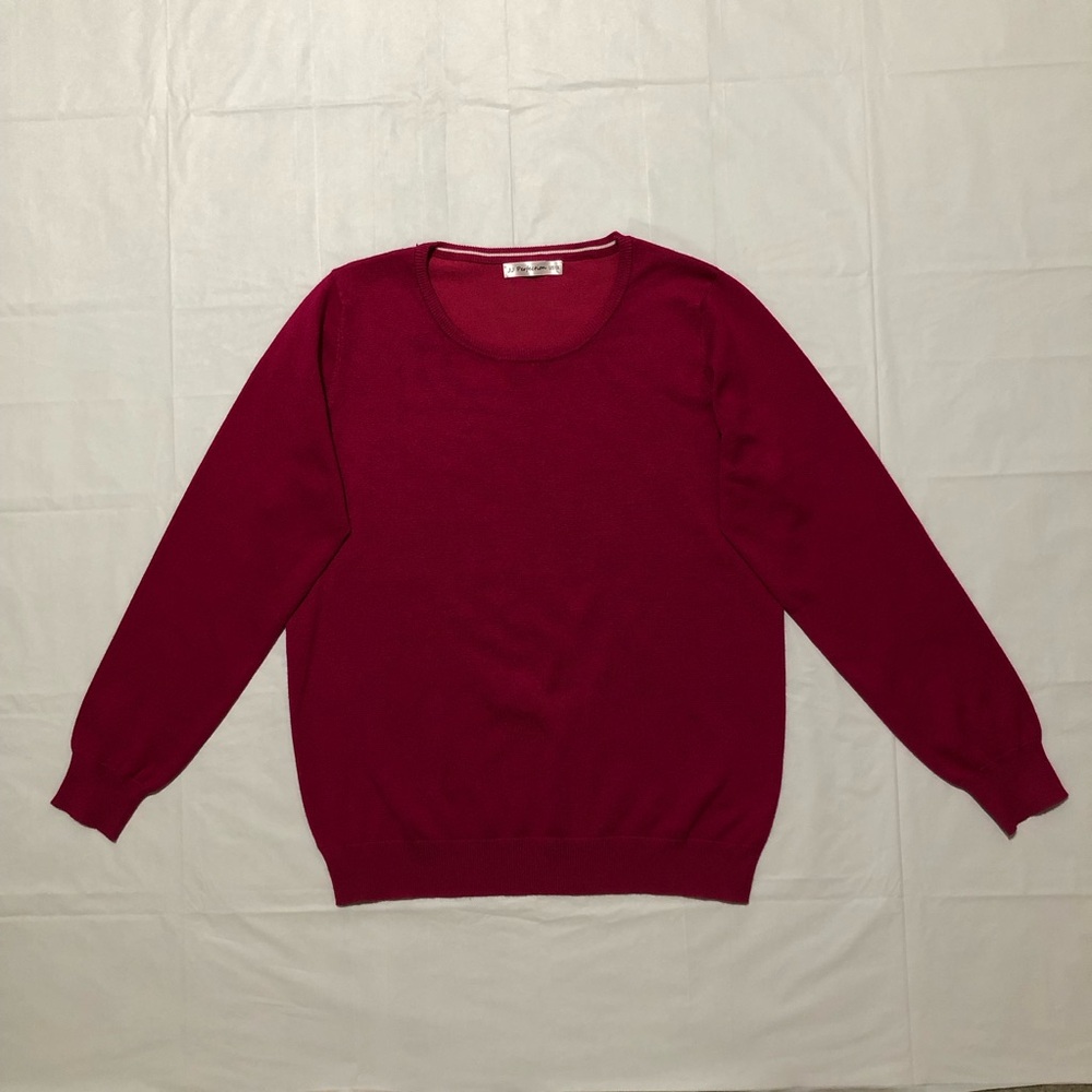 JJ Perfection Women’s Long Sleeve Crew Neck Pullover Stretch Magenta Sweater 1X